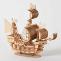 DIY 3D Wooden Puzzle for Assembly Puzzle Laser Cutting Sailing Ship Biplane Steam Locomotive Train Toy DIY Kit for Adults Child. 