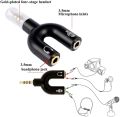 U Shaped 3.5mm Stereo TRRS 4 Pole Plug to Mic and Headset Female Audio Splitter-Divider. 