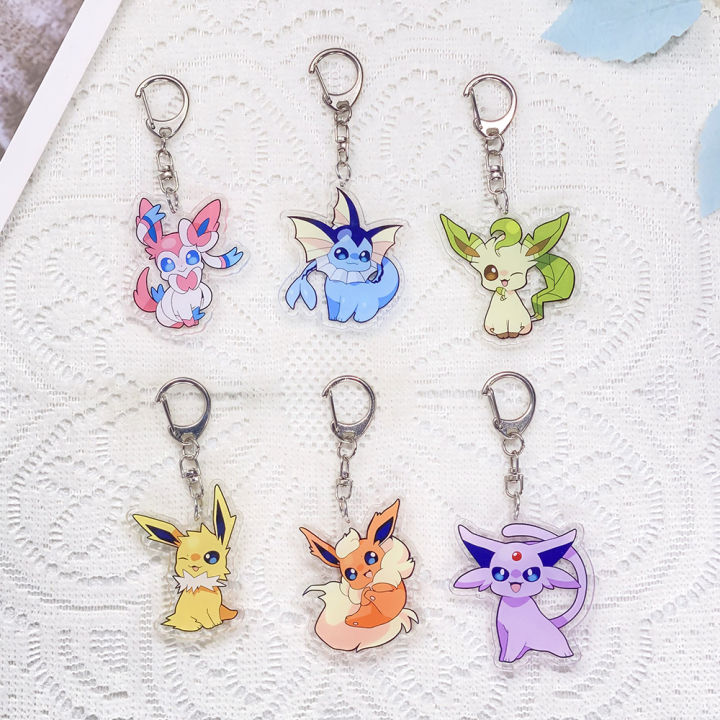 1/9PCS Anime Characters Pokémon Acrylic Keychain Accessories Cute Keyrings Friends Cartoon Bag Charms Backpack Pendant