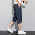 Summer Thin Lyocell Men's Jeans Shorts Blue Gray Classic Style Elasticity Straight Light Business Casual Denim Shorts Male.