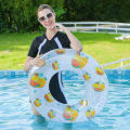 1 Pc Duck Pattern Inflatable Swim Ring, Pool Float, Water Sports Float Ring for Lake, Pool and Beach Party Floating Fun.
