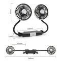 360° Rotation Double Head Car Back Seat Fan 5 Fan Blades 3-speed Wind Adjustment USB Auto Cooling Fans for Summer Car Accessorie. 