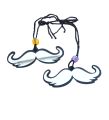 Mooch Moustache Pendant Keychain for Bike and Car Golden Black Stainless Steel Adjustable Chain. 