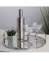 Modern Mirrored Tray, 11 Inch Diameter, Silver, Decorative Round Mirror Tray for Storage and Display. 