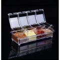 Acrylic Crystal Clear Spice Box Set with Cover & 4 Spoons – Kitchen Storage Jar. 