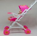 Barbie doll with pram stroller toy for Girls Pink and white Color movable wheel (Aizal Mall) Best Quality 100%. 