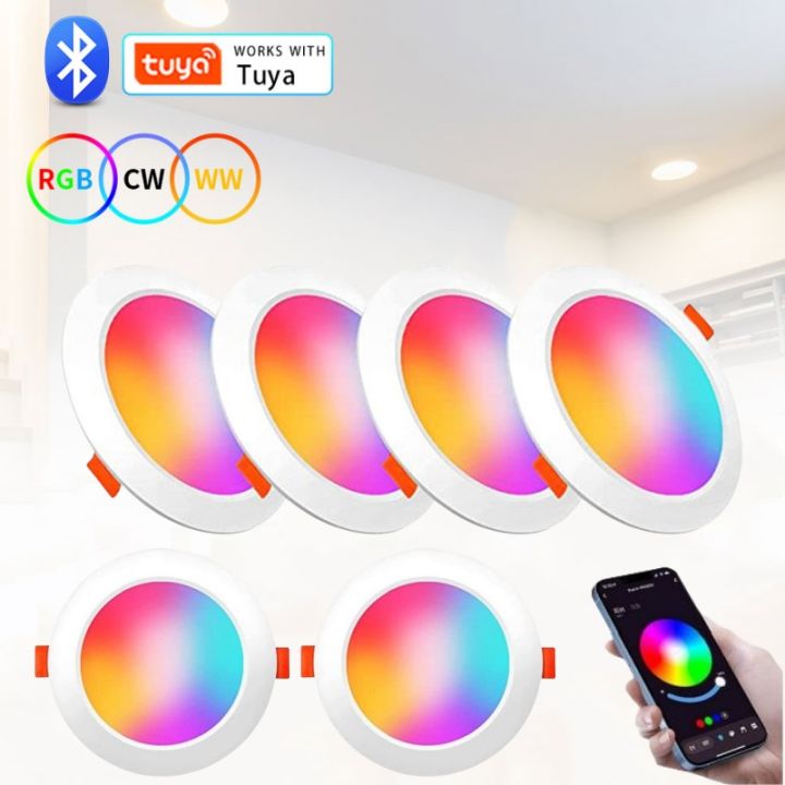 Tuya Smart LED Downlight Bluetooth Recessed Led Spot Lights 10/15W AC85-265V RGB+CW+WW APP Control Works With Smart Life lightify
