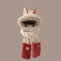 Winter New Outdoor Fox Warm Ear Protection Scarf, Furry and Fashionable One-Piece Plush Hat. 