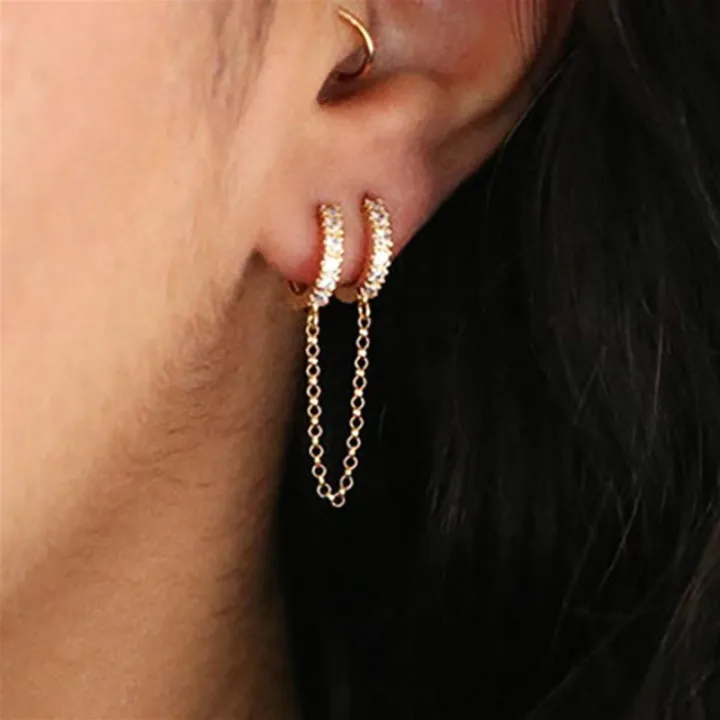 Huitan%20One%20PCS%20Hot%20Sale%20Two%20Hole%20Piercing%20Earrings%20for%20Women%20Brilliant%20Crystal%20Zircon%203%20Metal%20Color%20Chain%20Earring%20Party%20Jewelry%20-%20Image%202