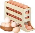 4-Tier Egg Holder for Fridge – Auto-Rolling, Space-Saving Egg Dispenser with Large Capacity (Holds 30 Eggs). 