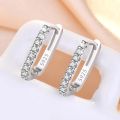 Original designer 925 Sterling Silver Elegant Crystal Jewelry Fashion Zircon Circle Hoop Earrings for Woman Wedding Party .