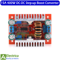 DC 400W 15A Step-up Boost Converter Constant Current 8.5-50V to 10-60V Voltage Charger DC-DC Step Up Module by Electrica. 