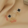 Elegant & Cute Black Four-Leaf Flower Stud Earrings for Women – Stylish & Lightweight, Perfect Accessory for Daily Wear, Special Occasions, and Party Looks – Fashionable Gift Idea for Ladies. 