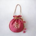Fancy embroidered clutch/potli bag for wedding parties designer traditional potli gol bag with Handmade Gota work. 