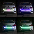 Car Rear Trunk Tail Light 120cm Colorful Dynamic Reverse Warning LED Strip 12v Additional Brake Follow Turn Signal Lamp. 