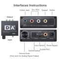 HIFI Digital To Analog Audio Converter DAC Decoder 32-192KHz Amp 3.5mm AUX 2RCA Amplifier Audio Toslink Optical Coaxial Output. 