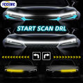 LED Car Hood Decorative Light Strip Start Scan Dynamic Ambient Light Car Daytime Running Light DRL With Turn Signal Lamp 12V. 