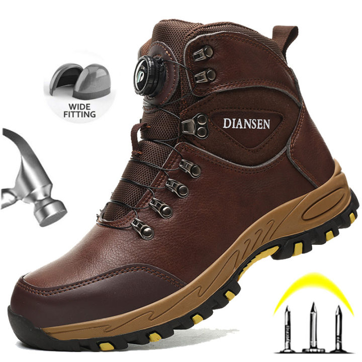 Men's Safety Work Boots Indestructible Steel Toe Anti- Smash Resistant Stab Proof Safety Shoes Breathable Slip-Resistant Durable
