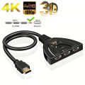 4K*2K 3 Port HDTV-compatible Switch 4K 3D VIdeo Switcher KVM Splitter 3 Input 1 Output Port Hub for Xbox PS4 DVD PC Laptop TV.