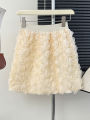 Rose Tulle Skirt Women Teen-girl High Waist A-Line Flower Mesh Rosette Mini Skirt Korean Ladies Elegant Outfit. 