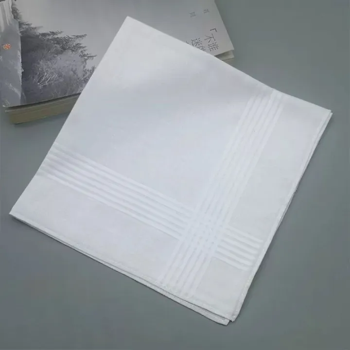 12%20Pcs%20Soft%20Cotton%20White%20Handkerchiefs%20Soild%20Color%20Men's%20Handkerchiefs%20for%20Wedding%20Eating%20Food%20Wiping%20Sweat%20Exercise%20-%20Image%203