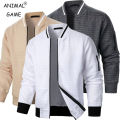 New Mens Long Sleeve Zipper Jacket Coats Stand Up Sweatshirts Outdoor Streetwear Autumn Warm Solid Color Baseball Jacket Men. 