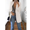 European and American Fashion Casual Suit Polo Neck Slim Fit Cardigan Temperament Women's  Coat Spring and Autumn 2024. 