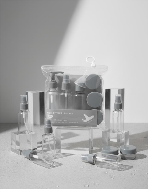 Refillable Cosmetic Container Kit Travel Bottle Set –8 Piece (Ash ...