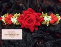 Rose Gajra with Gold Accent - High Quality, Long-Lasting Floral Hair Accessory for Bridal and Special Occasions.