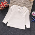 Fall Spring Little Girls Shirts Cotton Lace White Long Sleeve Child T-shirt Girls Kids Baby Toddler Tops and Blouses.