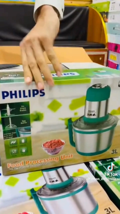 Chopper Machine Electric  - Meat Grinder - Hand Chopper - Qeema Machine - 6 Stainless Steel Sharp Blades - Powerfull Motor - Meat Chopper - Food Processor - 3 Liters Electric Chopper - Mixer Machine - Blender Machine - Meat Cutter - kitchen Accessories