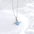 box titanium steel micro-insert planet pendant necklace for girls light luxury fashion niche jewelry.