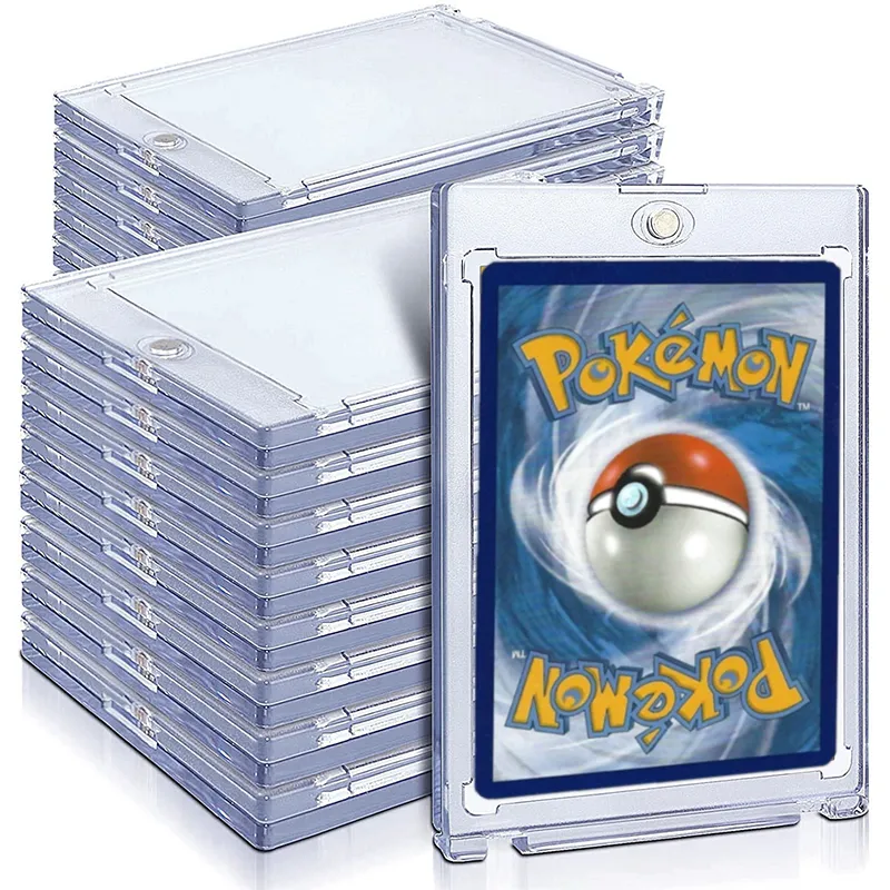 pokemon card hard plastic sleeves Sooez 32 Card Holder for Trading Card 3"x4", 35PT Whether you collect sports cards like baseball 35PT Magnetic Card Holder Support