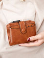 Thin and minimalist women's short wallet with detachable card slot and ID card window, suitable for men and women to use. 