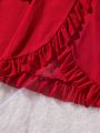  Lace Lingerie Set for Women, Red Sleepwear Nightdress with Matching Panties, V-Neck Sheer Lace Camisole, Romantic Night. 