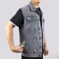 High end retro denim vest, men's sleeveless lapel, vest vest, vest, vest, vest, vest, vest, vest, multi pocket workwear.