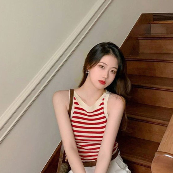NEW%20Summer%20Korean%20Stripe%20Knitted%20Tank%20Top%20Women%20Round%20Neck%20Sleeveless%20Slim%20Camisole%20-%20Image%206