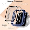 Tempered Glass+Cover For Apple Watch 9 8 7 45mm 41mm PC Bumper Screen Protector Case iWatch Series 7 6 5 4 SE2 44mm 40mm 42mm 38. 