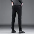 Spring Autumn New Men's Pure Black Slim Jeans Elastic Straight Pants Business Fashion Leisure Korean Vintage Denim Pants Male. 