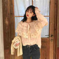 ချည်သားရှပ်အင်္ကျီ ဇာပါ လက်ရှည် Cotton Shirt with lace long sleeve elegance and trendy comfortable and cozy AyeyarMark. 