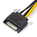 Sata Power 15-Pin Female to 6-Pin Male Gpu Power Supply Cable Graphics Card Power Cable. 