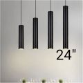Long Tube Light LED Pendant Lights Cylinder Tube Hanging Light Black Cylinder Adjustable Suspension Lighting 4 Different sizes. 