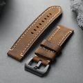 High-end genuine leather watchband, available in sizes 20MM, 22MM, 24MM, and 26MM, featuring a double-folded brown design, vinta. 