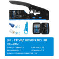 RJ45 Crimp Plier Pass Through Crimper Stripper Cutter for Cat7 Cat6 Cat5e 8P8C Modular Connector Ethernet All-in-one Wire Tool.