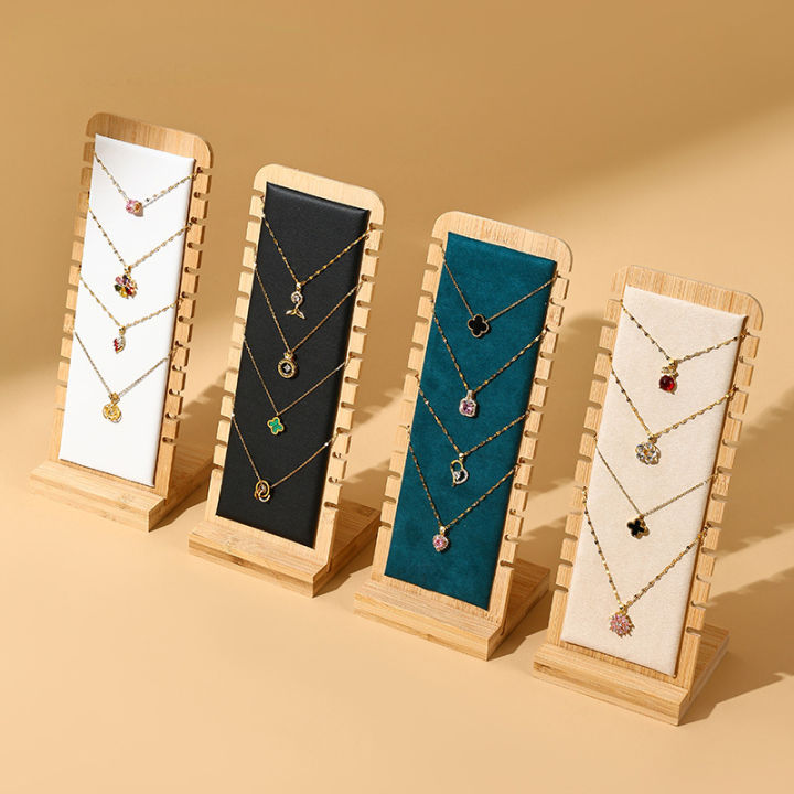 Bamboo and Wood Detachable Necklace Display Rack, Clavicle Chain Jewelry Hanging Rack, Necklace Display Shooting,