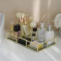 Gold Metal Glass Tray,Makeup Organizer,Vanity Tray, Gold Jewelry Tray,Cosmetics Organizer. 