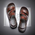 Summer New Shoes for Men Fashion Genuine Leather Sandals  Casual Slipper Man Cool Beach Shoes. 