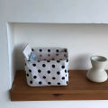 2pcs Cotton And Linen Desktop Storage Box Small Foldable Canvas Storage Basket With Handle Small Fresh Waterproof Storage Basket. 