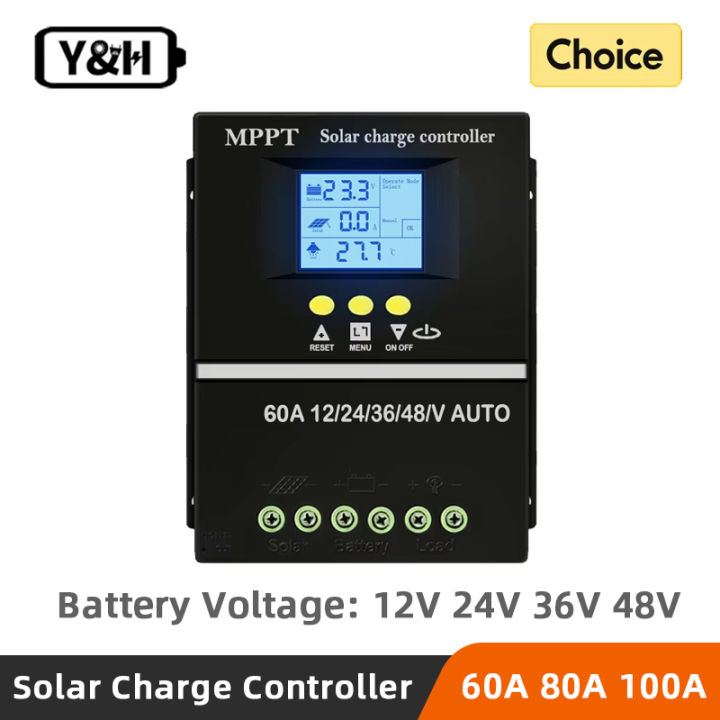 Regolatore Di Carica Solare MPPT Y&H 80A 12/24/36/48V – Display LCD, Ingresso Max 100V, Dual USB