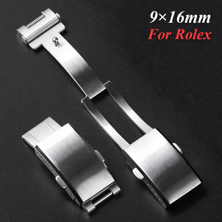 Solid Stainless Steel Watch Clasp for Rolex Submariner Daytona Luxury Adjustable Folding Buckle Premium Metal Clasp 9×16mm